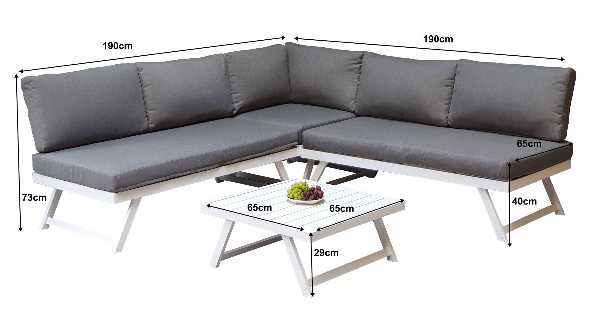  Kimmie Grey Aluminium Garden Furniture Set with Adjustable Headrest - Best Price