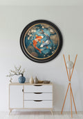 Japanese Koi Carps Dusk - Oxford Round Frame - Blythe Living