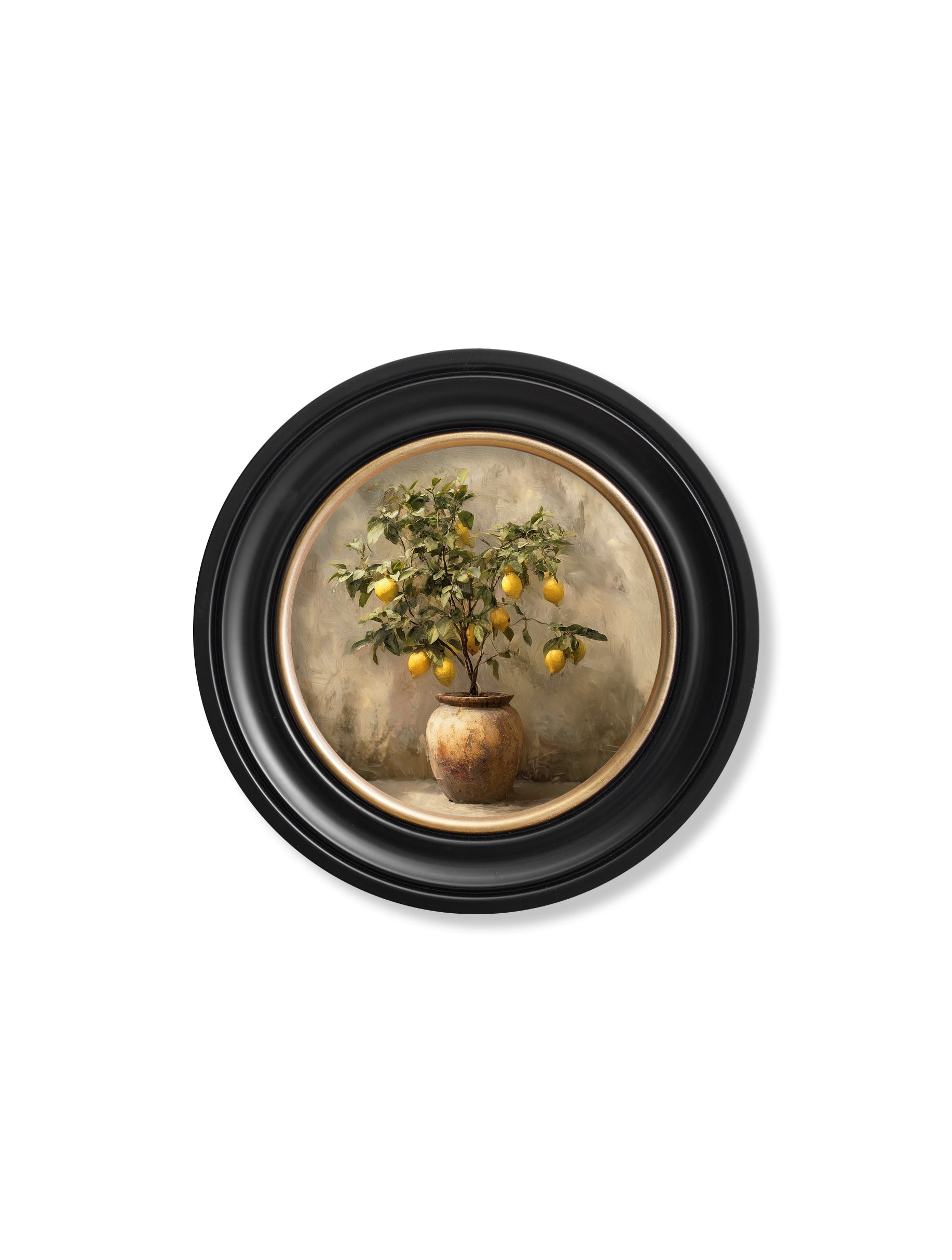Mediterranean Lemon Tree - Oxford Round Frame - Blythe Living