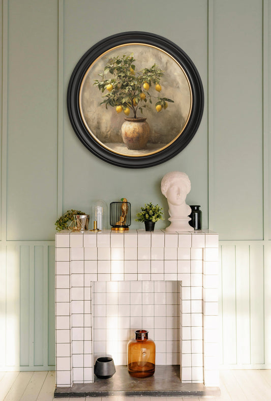 Mediterranean Lemon Tree - Oxford Round Frame - Blythe Living