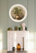 Mediterranean Lemon Tree - Oxford Strong White Round Frame - Blythe Living