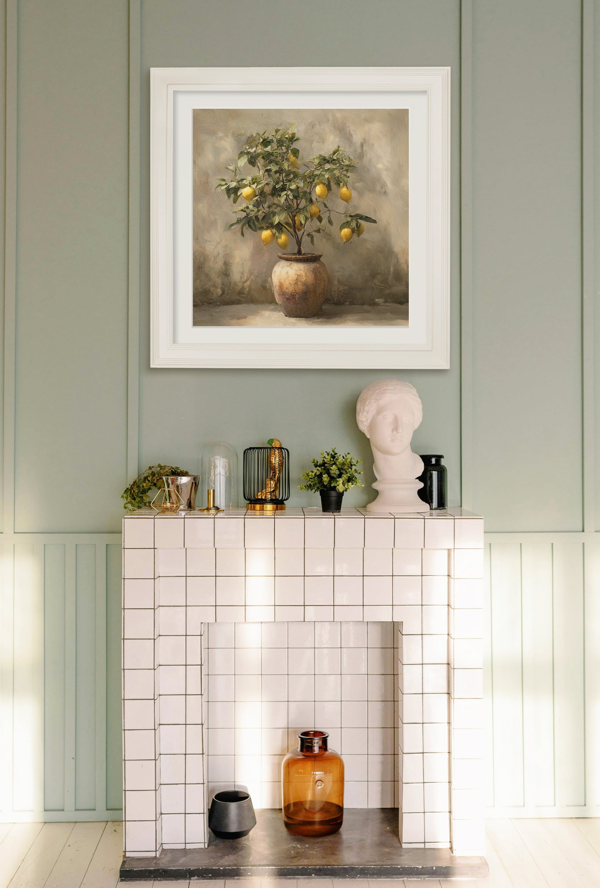 Mediterranean Lemon Tree - Cream Hurstwood Square Frame - Blythe Living