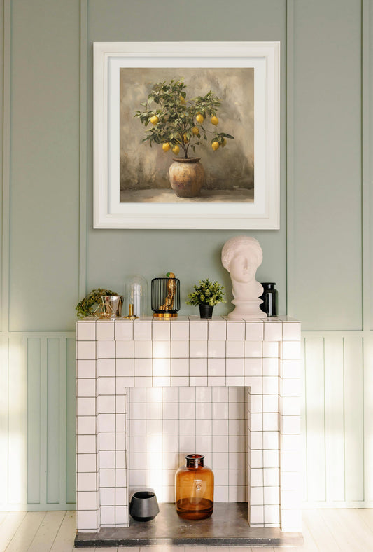 Mediterranean Lemon Tree - Cream Hurstwood Square Frame - Blythe Living