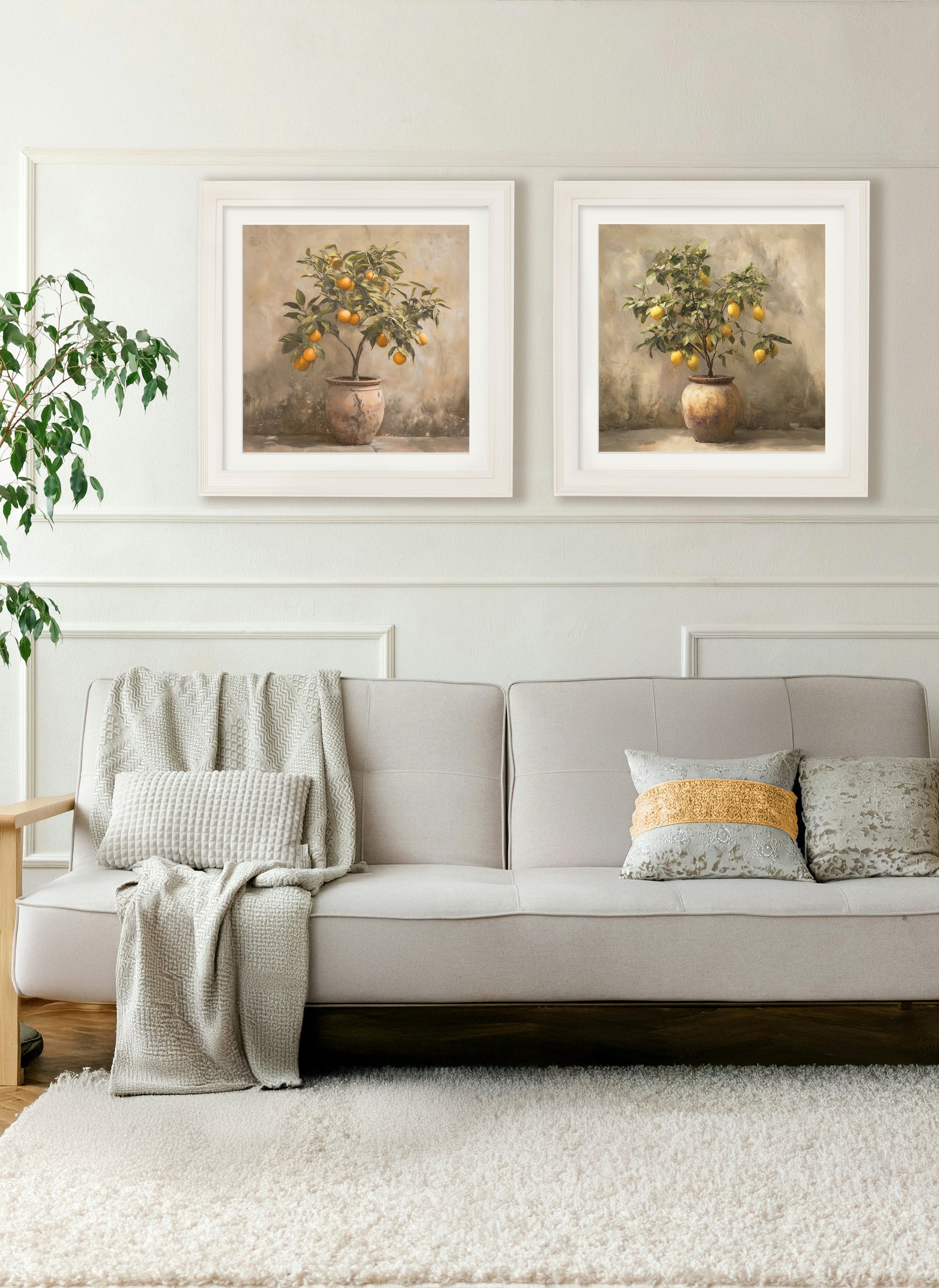 Mediterranean Orange Tree - Cream Hurstwood Square Frame - Blythe Living