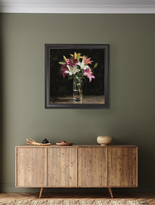 Lilies After Dark - Black Hurstwood Square Frame - Blythe Living