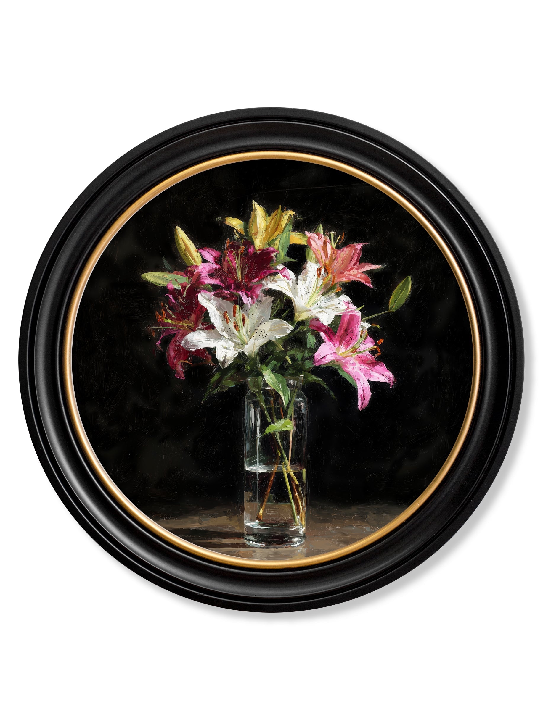 Lilies After Dark - Oxford Round Frame - Blythe Living