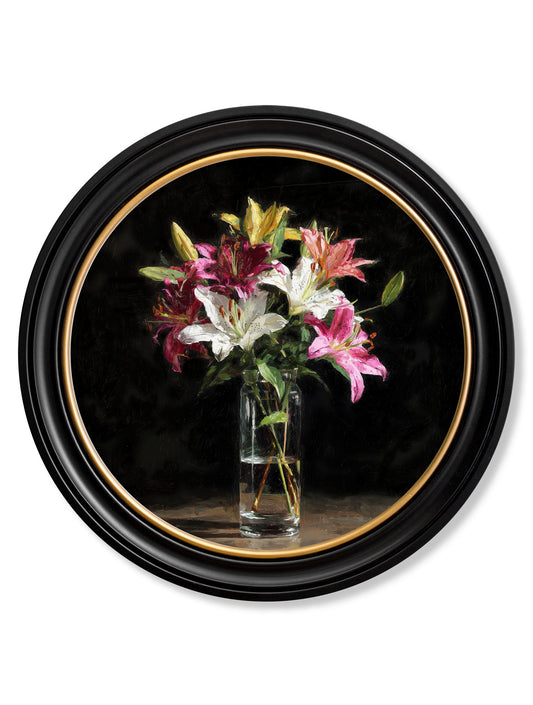 Lilies After Dark - Oxford Round Frame - Blythe Living