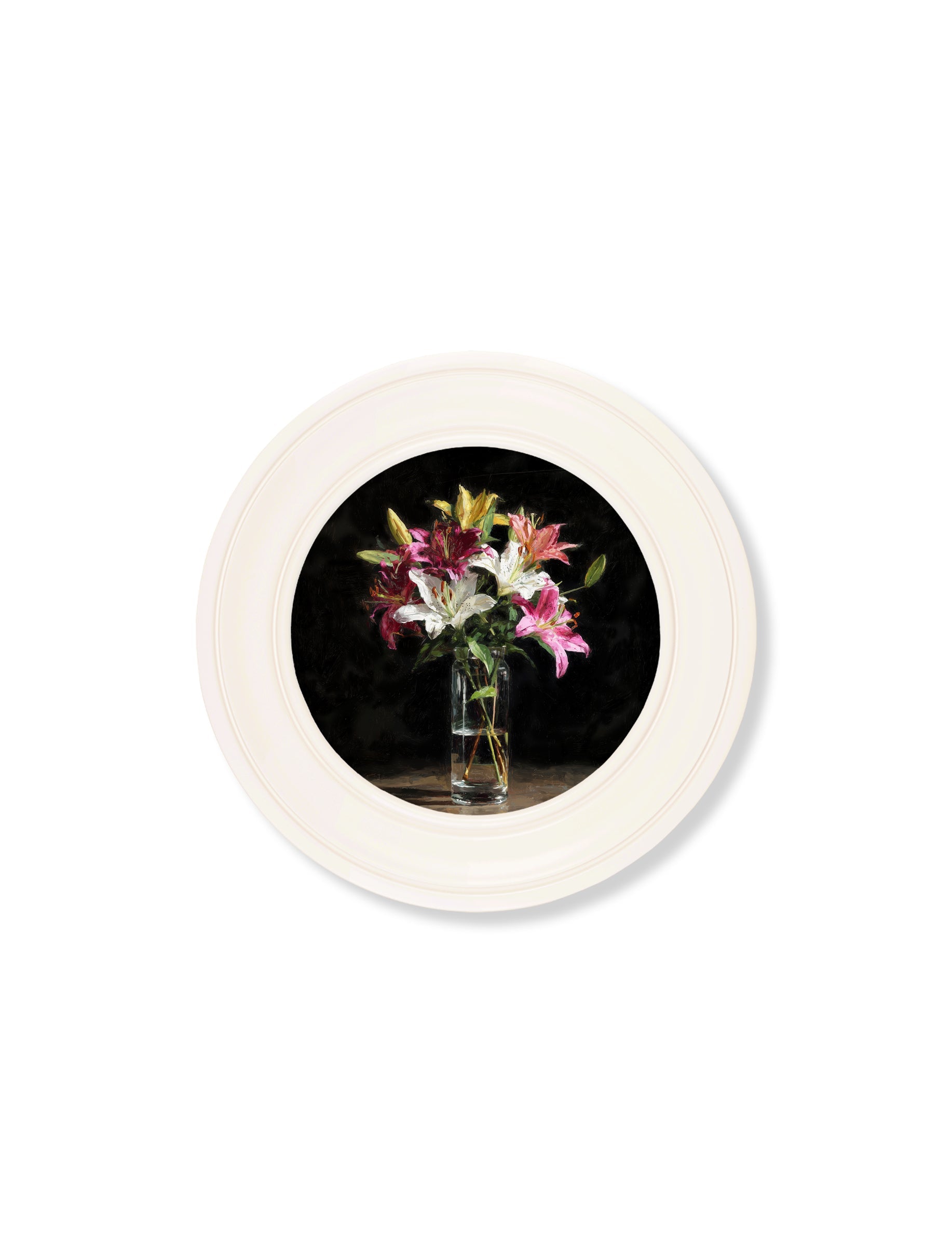Lilies After Dark - Oxford Strong White Round Frame - Blythe Living