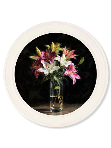 Lilies After Dark - Oxford Strong White Round Frame - Blythe Living