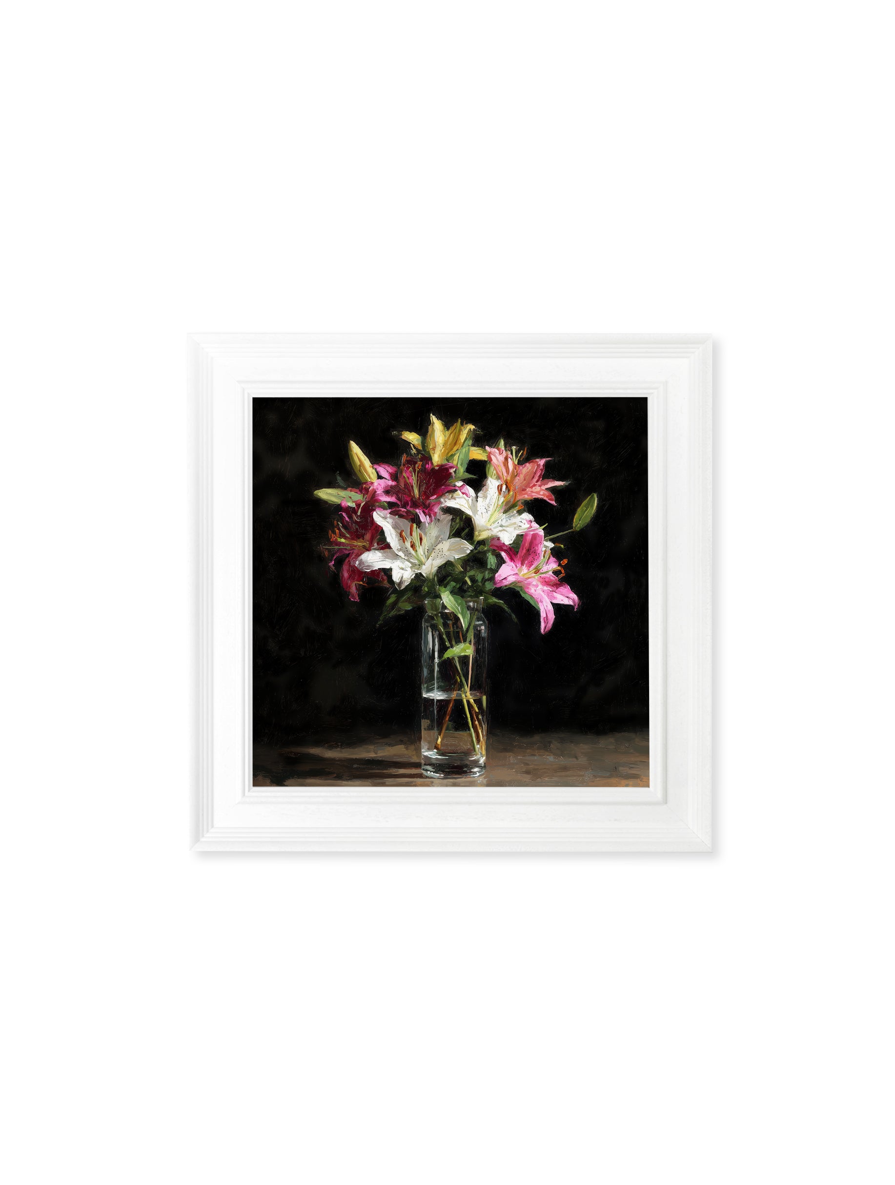 Lilies After Dark - White Hurstwood Square Frame - Blythe Living