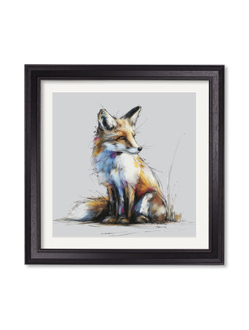 Little Fox Cosy Sketch - Black Hurstwood Square Frame