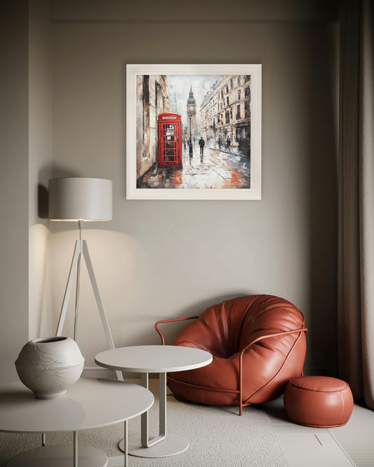 London Telephone Box - Cream Hurstwood Square Frame