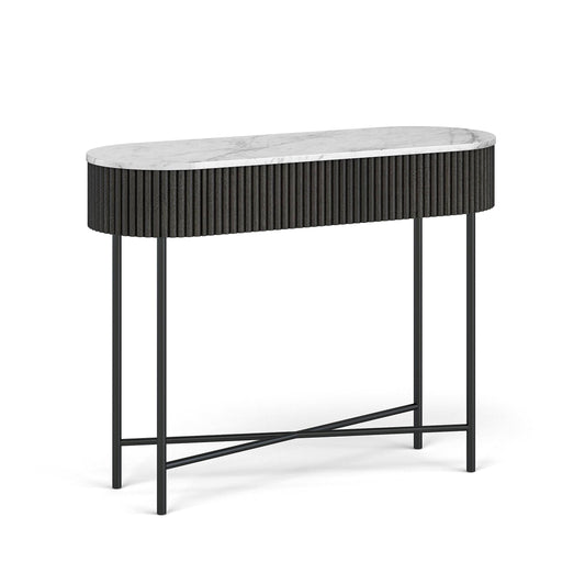 Lucas Marble Console Table | Fluted Mango Wood Hallway Stand