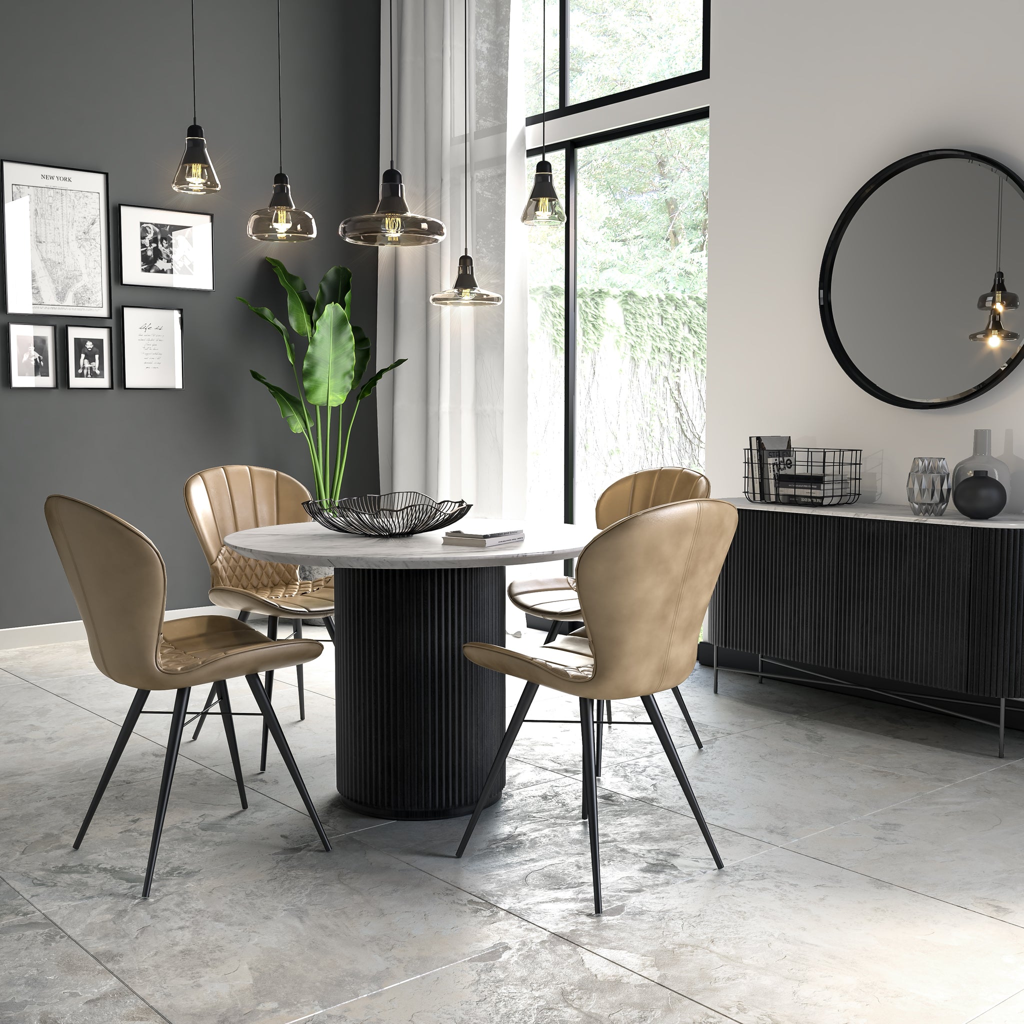 Lucas Round Dining Table with Marble Top