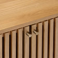 Luxury Soho Oak Slatted Cupboard with Internal Shelving
