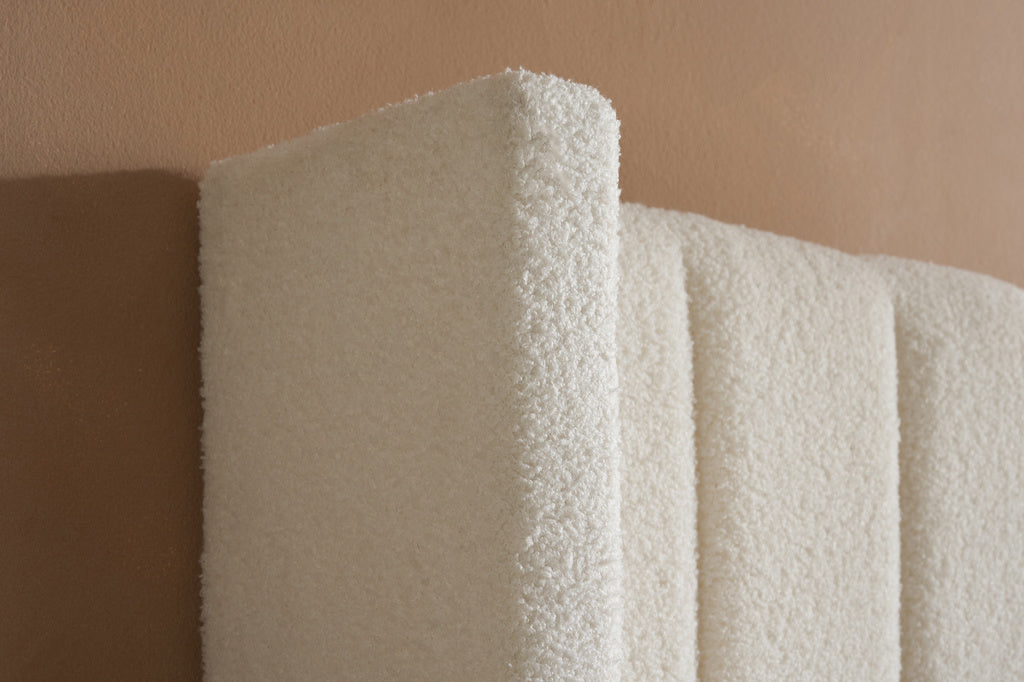 MAISEY OTTOMAN WHITE BOUCLE - Blythe Living