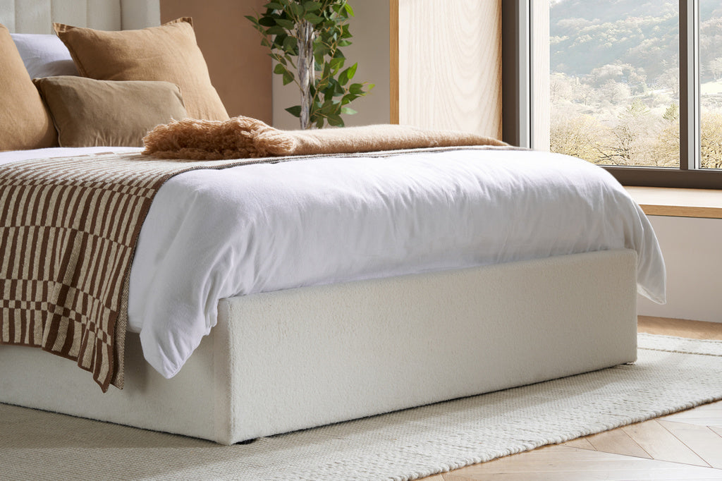 MAISEY OTTOMAN WHITE BOUCLE - Blythe Living