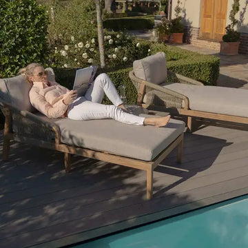 Maze - Martinique Rope Weave Double Sunlounger Set
with Round Coffee Table