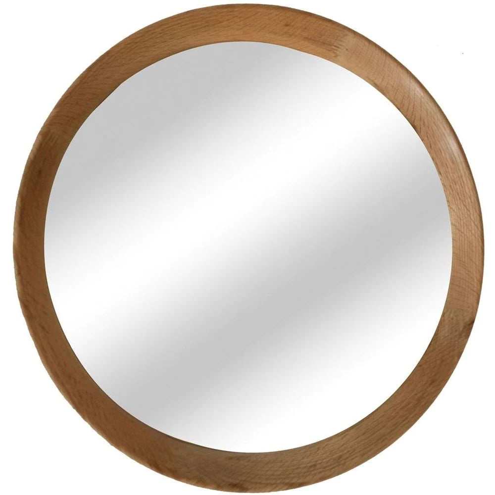 Oak Framed Round Mirror