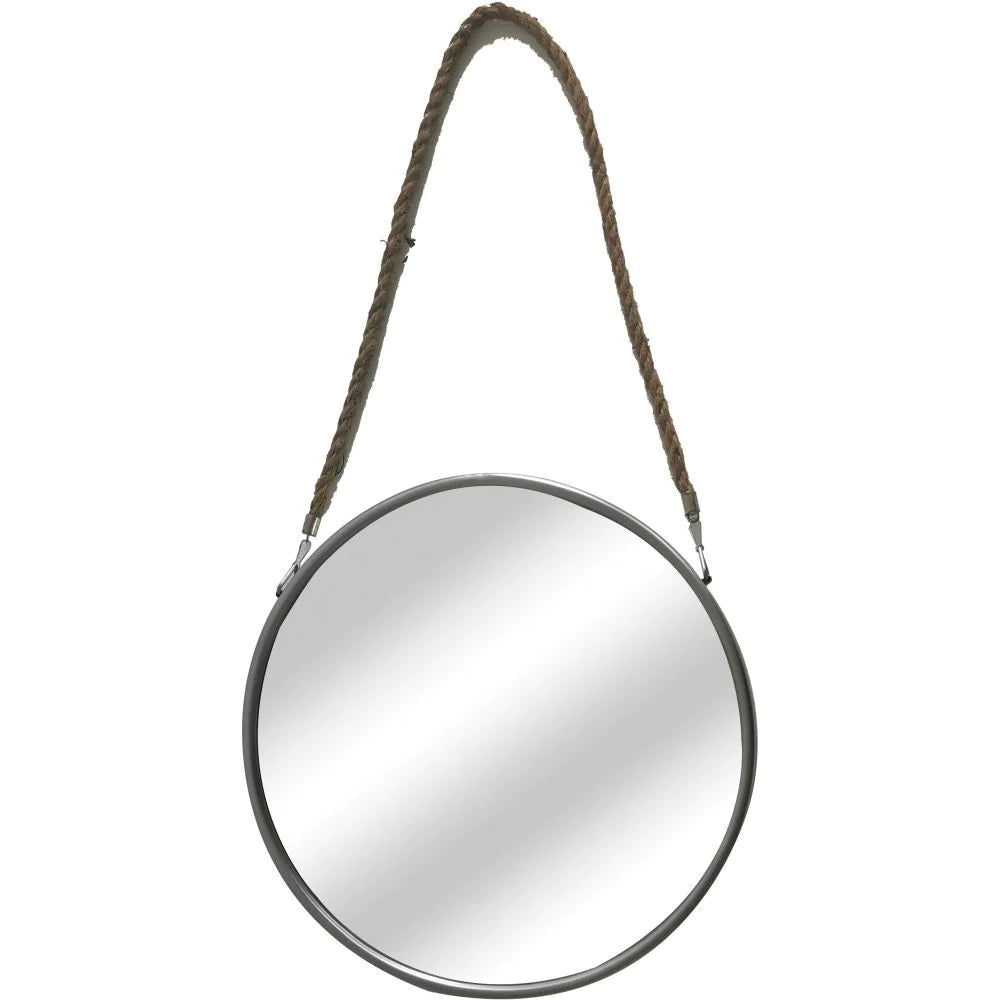 Silver Mirror with Rope Hanging Strap