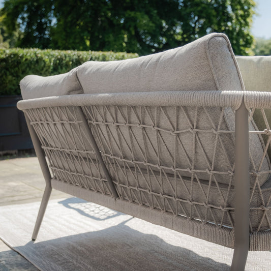 Maze - Monaco Rope Weave Small Corner with Pair of Round Coffee Tables & Armchair - Cool Linen - Blythe Living