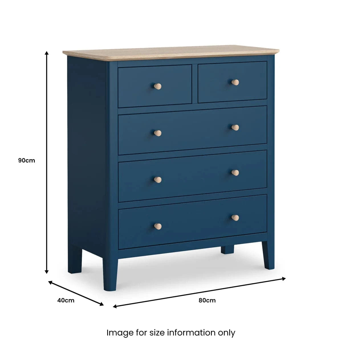Marlow Navy 2 Over 3 Chest for sale bold navy oak veneer top UK
