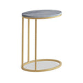 Marmora Grey Marble Oval C Side Table with Gold Frame
