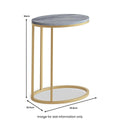 Marmora Grey Marble Oval C Side Table with Gold Frame-Buy now Premium Table 