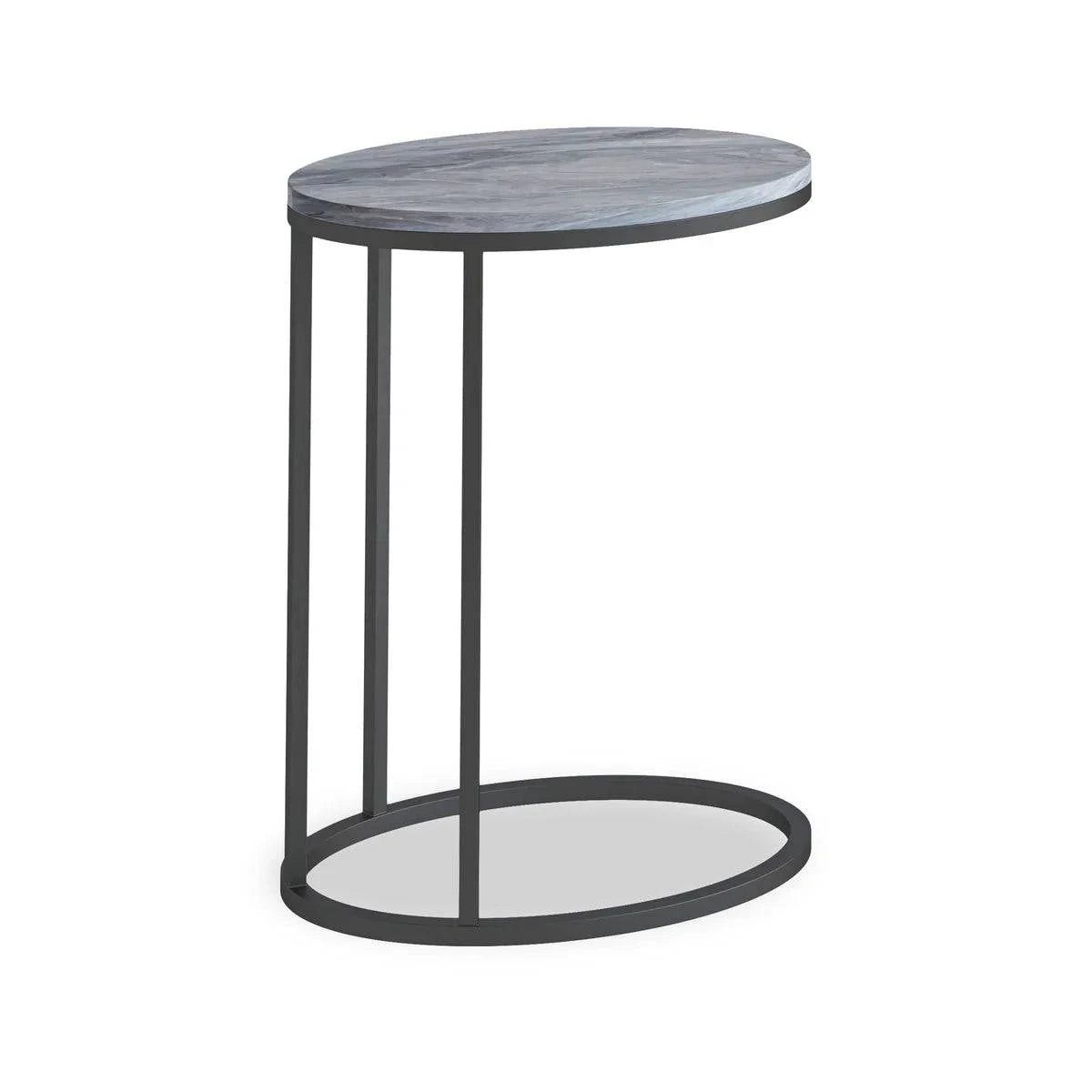 Marmora Grey Marble Oval C Side Table with Grey Frame - Buy now 