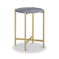 Marmora Grey Marble Round Side Table with Gold Frame- For sale 