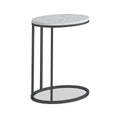 Marmora White Marble Oval C Side Table with Grey Frame