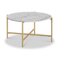 Marmora White Marble Round Coffee Table with Gold Frame