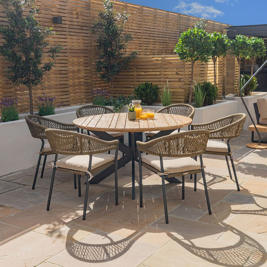 Maze - Bali Rope Weave 6 Seat Round Dining Set