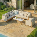 Maze - Burford Large Aluminium Corner Sofa Setwith Rectangular Coffee Table & Armchair - Almond