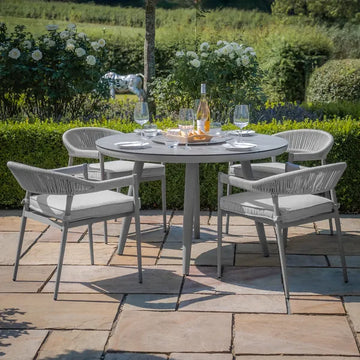 Maze - Florence Rope Weave 4 Seat Round Dining Set with Lazy Susan