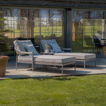 Maze - Florence Rope Weave Double Sunloungerswith Round Coffee Table