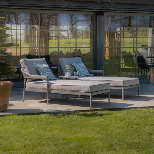 Maze - Florence Rope Weave Double Sunloungerswith Round Coffee Table