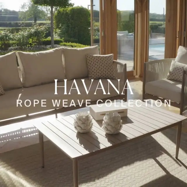 Maze - Havana Rope Weave Small Corner Sofa Set
with Rectangular Coffee Table & 2 Armchairs - Blythe Living