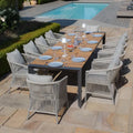 Maze - Jakarta Teak Extending 6 - 10 Seat Rectangular Dining Tablewith 10 Maldives Rope Weave Dining Chairs