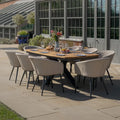 Maze - Jakarta Teak Oval Dining Tablewith 8 Ambition Oatmeal Dining Chairs
