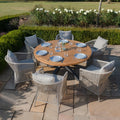 Maze - Jakarta Teak Round Dining Tablewith 6 Maldives Rope Weave Dining Chairs