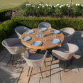 Maze - Jakarta Teak Round Dining Tablewith 6 Outdoor Fabric Ambition Oatmeal Dining Chairs