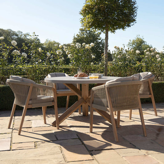 Maze - Martinique Rope Weave 4 Seat Round Dining Set