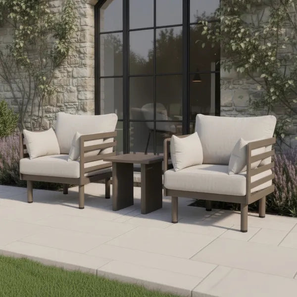 Maze - Metro Aluminium Garden Lounge Setwith Square Coffee Table - Café Almond