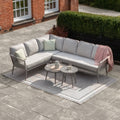 Maze - Monaco Rope Weave Large Corner with Pair of Round Coffee Tables - Cool Linen