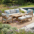 Maze - New York 3 Seat Sofa Wood Effect Aluminium Sofa Set
with Rising Table - Almond - Blythe Living