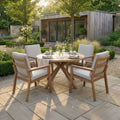 Maze - New York 4 Seat Round Aluminium Dining Set - Wood Effect