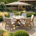 Maze - New York 6 Seat Round Aluminium Dining Set - Wood Effect