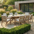 Maze - New York 8 Seat Oval Aluminium Dining Set - Wood Effect - Blythe Living
