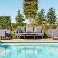 Maze - Outdoor Fabric Ambition 3 Seat Sofa Set with Oval Coffee Table - Flanelle